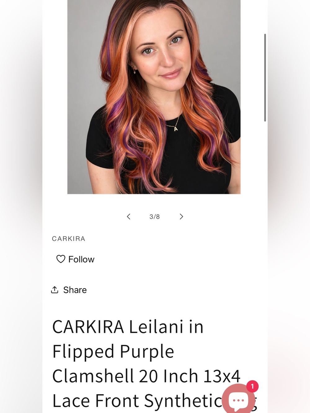Carkira Leilani Flipped Purple Lace Front Synthetic Wig STD - Picture 7 of 8